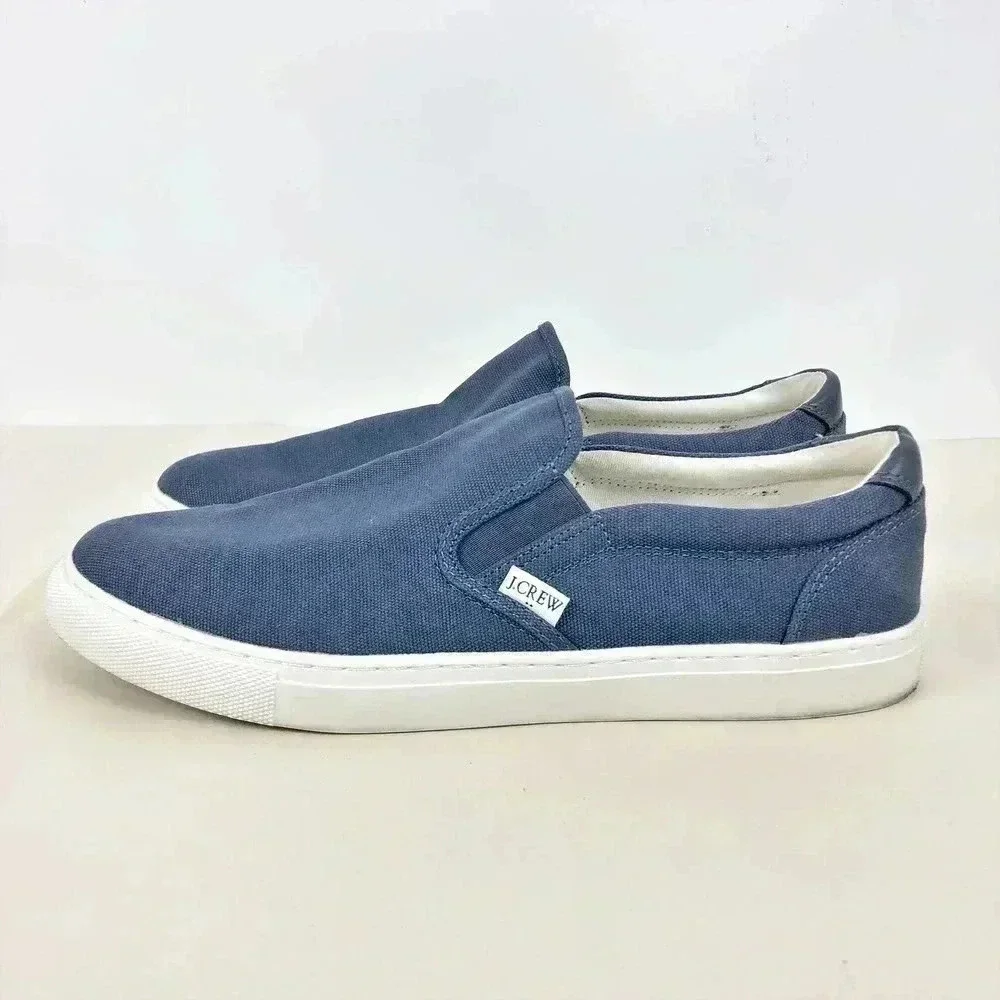 J. Crew Mens Explorer Sneakers 10 Blue Canvas Slip On Low‎ Top Streetwear
